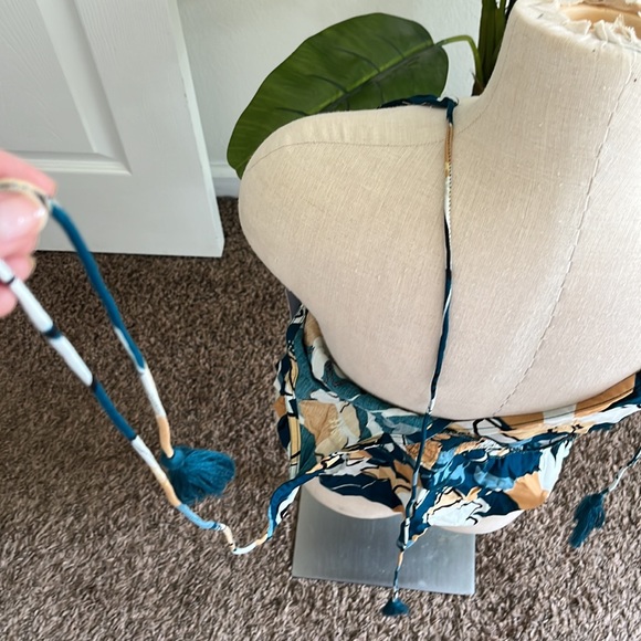 NWT ROXY Tassel Tie Up Ruffle Tank Floral Hibiscus Top Y2K Vintage 2000s Style - Picture 6 of 6